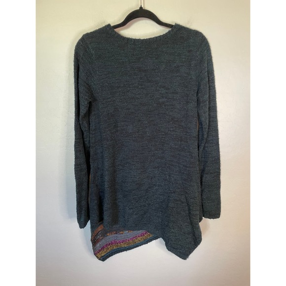 Soft Surroundings Navy Wool Blend Embroidered A-Line Long Sleeve Top Size Small - Picture 3 of 6